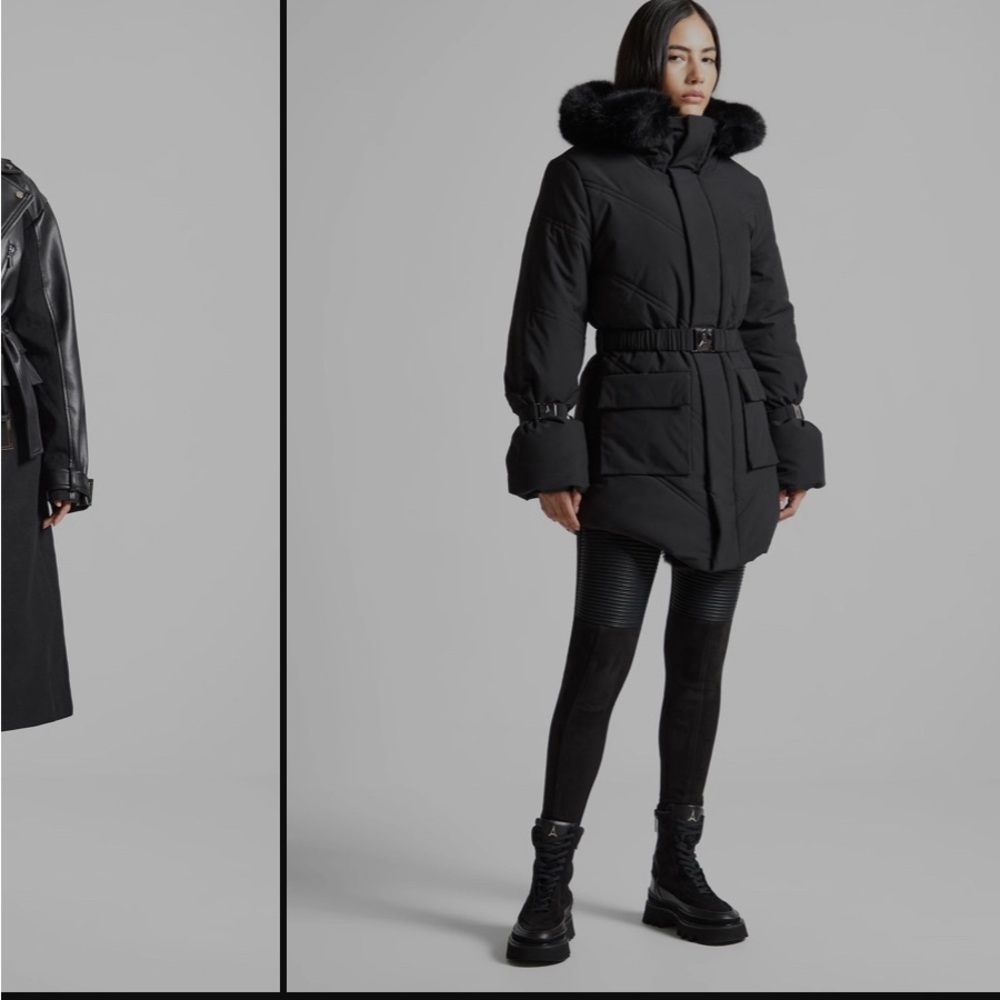 Manière De Voir belted plush lined long coat